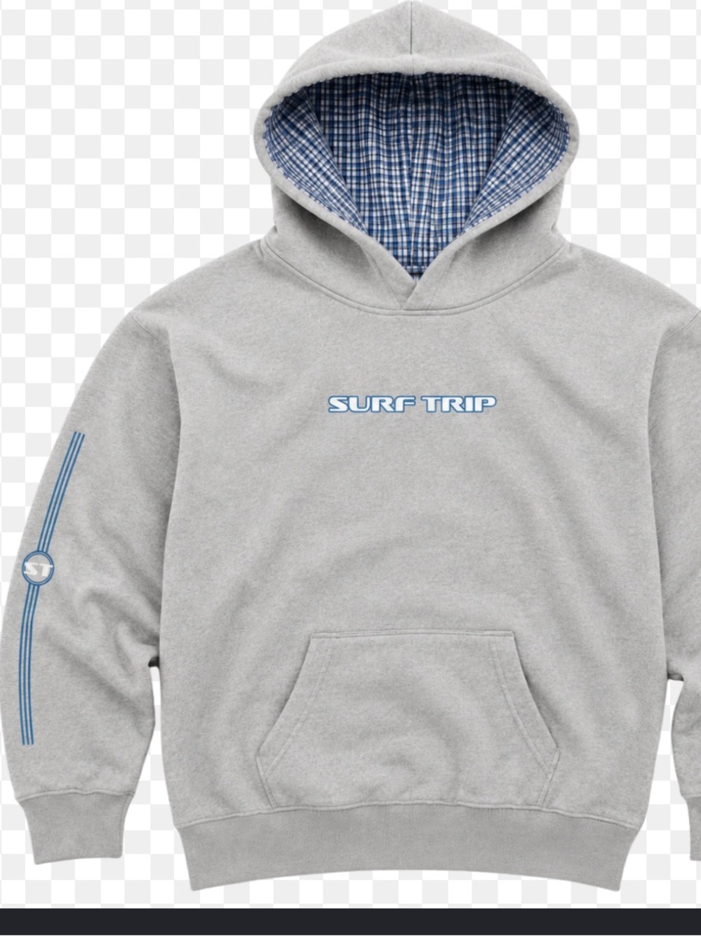 Surf Trip Men's Gray Hoodie with Blue Accents Size Large